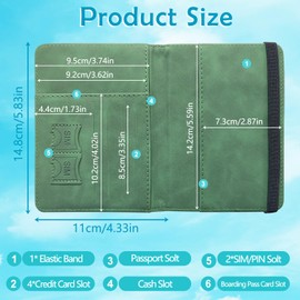 GIKPAX 2 Pack Passport Cover, PU Leather Passport Holder, Travel Wallet for Passport, Ticket Card, Boarding Passes, Credit Card, Business Cards, Green