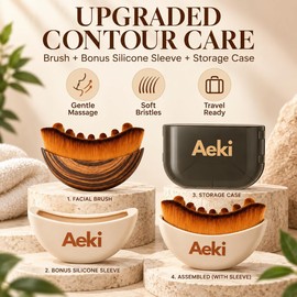Aeki Lymphatic Contour Face Brush - Reduces Puffiness & Restores Definition, Aeki Lymphatic Face Brush, 100% Gentle & Soft on Skin | Naturally Sculpted Look,Aekii Facial Brush (2 Set)