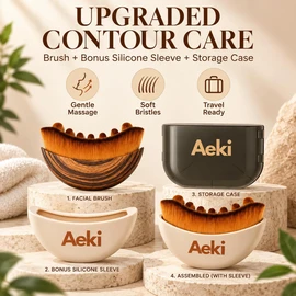 Aeki Lymphatic Contour Face Brush - Reduces Puffiness & Restores Definition, Aeki Lymphatic Face Brush, 100% Gentle & Soft on Skin | Naturally Sculpted Look,Aekii Facial Brush (2 Set)