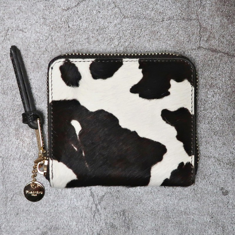 Pisoraro Harako Holstein Print Round Zip Mini Wallet PR242 Holstein,