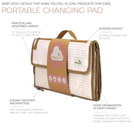 Changing Mat for On the Go Compact Changing Mat XL - Combinable Removable Changing Bag with 6 Compartments, Cloth Dispenser and Comfortable Pillow for Your Baby's Head (Vichy)