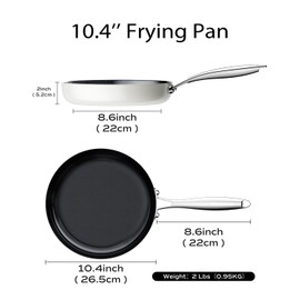 stackbear Ceramic Nonstick Frying Pan for Cooking, 10.4 Inch Non Stick Tri-Ply Stainless Steel Pan, Non Toxic Skillet, PTFE & PFOA Free, Compatible with All Stovetops, Dishwasher & Oven Safe