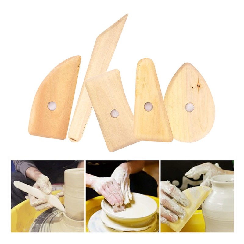 5 Pieces Pottery Tools Set, Pottery Supplies, Iron Wood, Pottery,