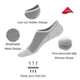 SIXDAYSOX No Show Socks Men 6 pack Low Cut Invisible Ondo Non Slip Socks for Loafer Flats Sneakers 9-11