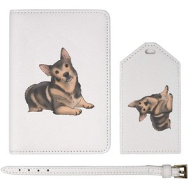 Azeeda 'Swedish Vallhund Relaxing' Passport Cover & Luggage Tag Travel Set (PA00024788)