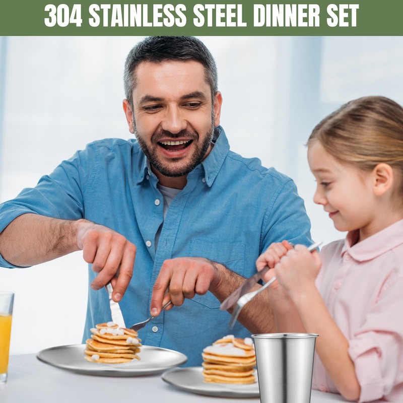 Jinei 24 Pcs 304 Stainless Steel Dinner Set Include 12