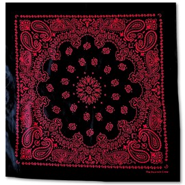 The Peacock Crew Black and Red Bandana for Men and Women in Premium Soft Cotton Paisley Scarf Gift Kraft Pack