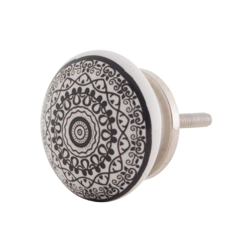 Knober Set of 10 Ceramic Furniture Knobs Mandala Energy Shabby-Chic