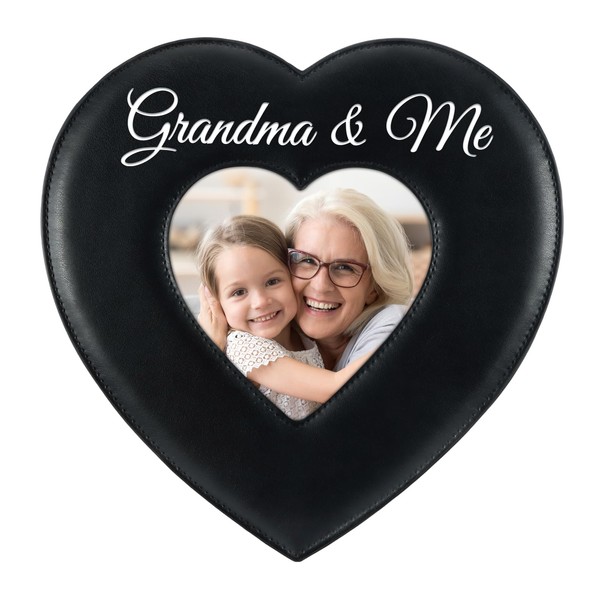 PETCEE Leather Heart Picture Frame - Grandma&Me Picture Frame Photo