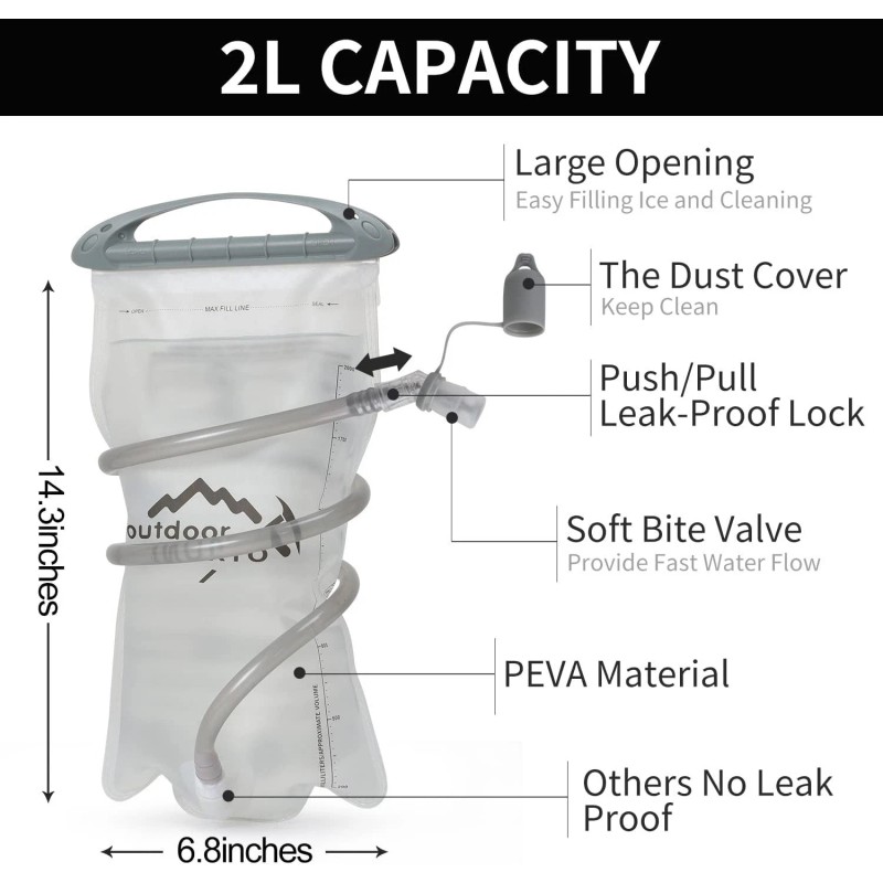 IX INOXTO Hydration Pack Backpack, Lightweight Water Vest 2L Leakproof