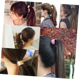 WOONEKY Thick Hair Ponytail Holder Silver Ponytail Tie Hair Accessories Girl Scrunchy for Punk Fashion