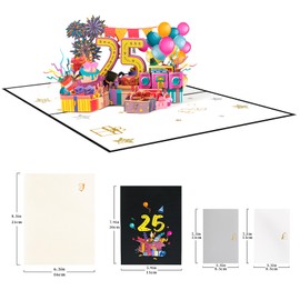 GREETING ART GREETING ART 25 Geburtstag Geschenk,Geburtstagskarten 25 jahre,Geburtstagskarte zum 25. geburtstag,Pop Up Karte Geburtstag 25 für Mädchen Junge Freunde