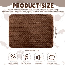 Drydiet 4 Pack Self Heating Cat Pad Self Warming Cat Mat Non Slip Warm Dog Bed Pad Mat Washable Pet Kennel Pad Crate Bed Mat Removable Cover Cat Blanket for Indoor Outdoor Pets(Dark Coffee)