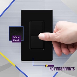 ENERLITES Matte Black Light Switch with Screwless Wall Plate, Decorator Paddle Rocker Wall Switch, Single Pole, Grounding Screw, Residential Grade, 15A 120V/277V, UL Listed, 91150-MBK10P (10 Pack)