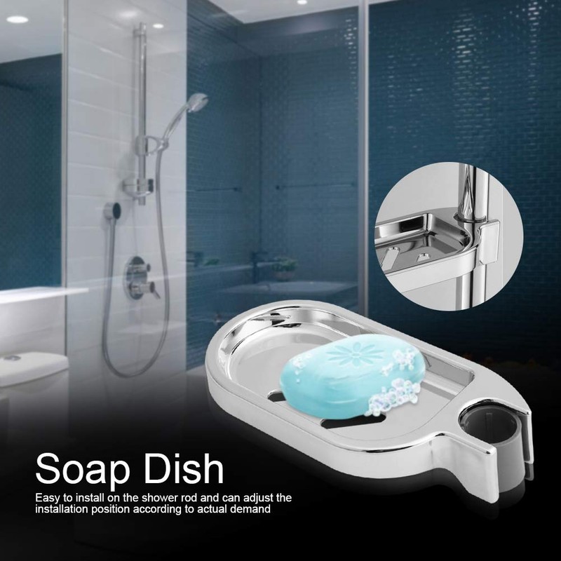 ABS Soap Dish Holder, Adjustable Soap Dish Shower Rail Slider