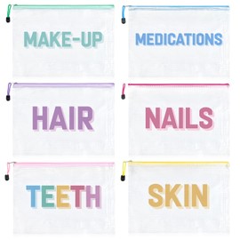 6PCS Makeup Bags Hair Face Skin Stuff Travel Organizer Cosmetic Toiletry Pouch with Zipper Perfect Gifts for Women