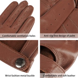 Harssidanzar Ladies Leather Gloves Touchscreen Unlined Thin Leather Gloves Sheepskin KL021EU