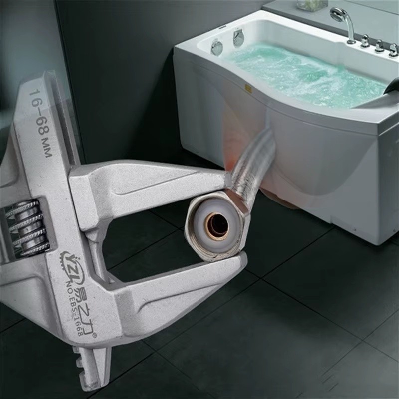Mini Adjustable Bathroom Wrench for Home Repairs – Compact Silver