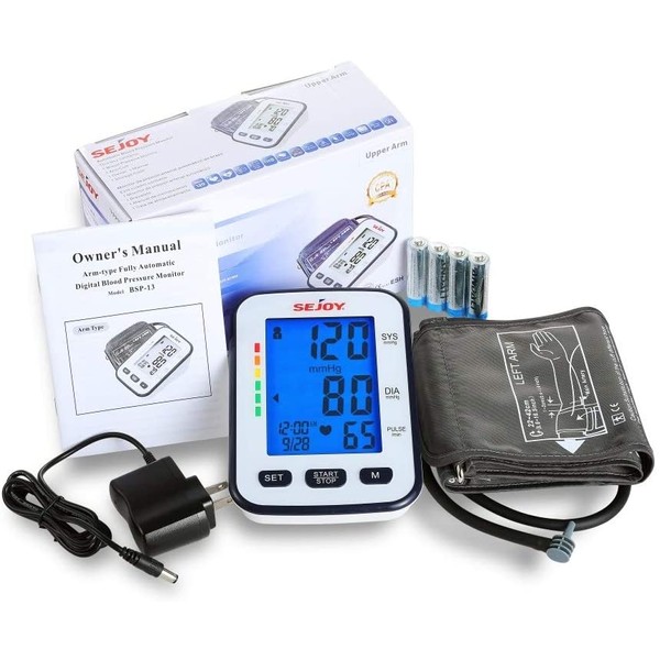 Blood Pressure Monitor, Upper Arm Automatic BP Cuff Machine with Backlit Display, English and Spanish Talking, Home Use Digital Machine Kit, Irregular Heartbeat Detector