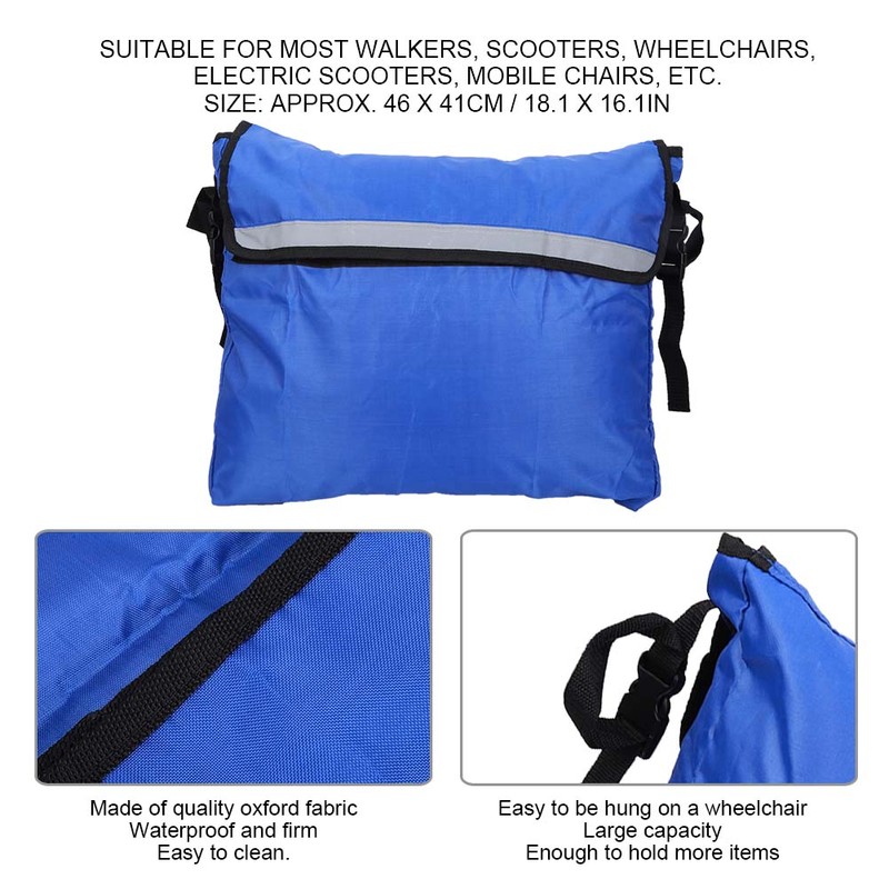 Wheelchair Storage Bag Walker Mobility Aids Waterproof Hanging Bag AccessoryBlue