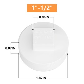 GASHER 10PCS PVC Cleanout Plug 1-1/2" NPT Male, End Cap Adaptor, Pipe Fitting Plug closing For Home or Industrial, Plumbing Water Line, Drainage Piping System