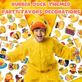52 PCS Rubber Duck Temporary Tattoos for Kids, Yellow Duck Themed Tattoos for Birthday Party Supplies Party Favors Super Cute Tattoo Stickers for Kids Boys Girls Party Bag Filler Accessories Pool