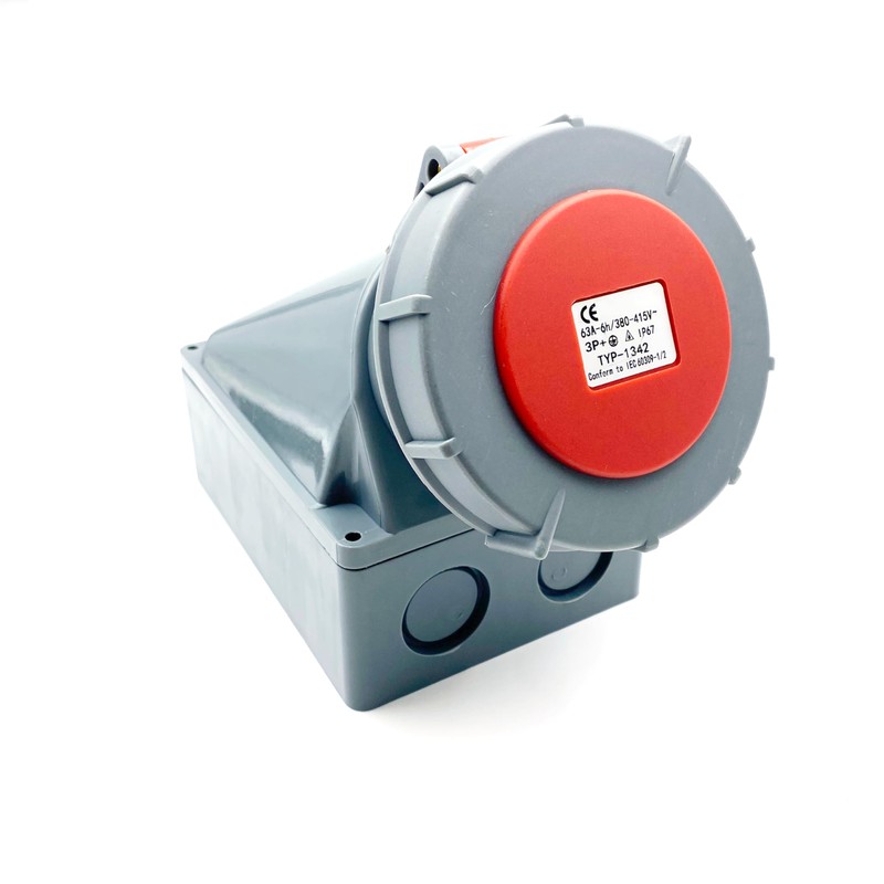 IEC 60309 Industrial Connector Socket, 4Pin 63Amp 380V-415V 3P+E 6H