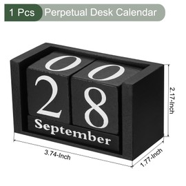 YOKIVE Wooden Block Perpetual Calendar for Desk, Wood Month Date Display Blocks, Great for Daily Desktop Shop Bar Desk Decor (Black)