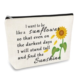Inspirational Sunflower Gift for Women Girls Cosmetic Bags Sunflower Lover Gift Makeup Bag Graduation Birthday Gifts for Her Best Friends Sister Daughter Nurse Travel Cosmetic Pouch Make Up Bag