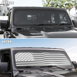 SQQP Windshield Sunshade,US Flag Front Window Sun Shade Fit for 2018-2024 Jeep Wrangler JL JLU & Jeep Gladiator JT 2/4 Door Foldable Sun Visor