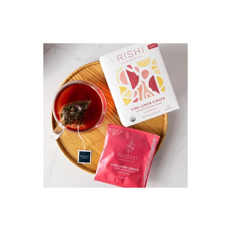Rishi Tea Té de hierbas con jengibre y limón rosado,