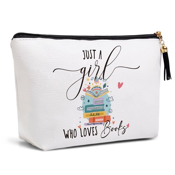 Book Lovers Gifts Book Gifts Funny Book Decor Birthday Gifts for Women Teens Women Librarians Teacher Readers Women Sisters Best Friend Makeup Bag Travel Toiletry Bag Just A Women Who Loves Books