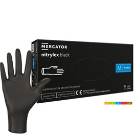 Disposable Gloves Black M Pack of 100 Nitrile Gloves Powder-Free Gloves Disposable Latex Free Durable Tear-Resistant Rubber Gloves Disposable Gloves for Cooking, Cleaning, Tattoo & Nail Care