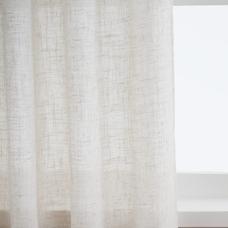 VOILYBIRD Natural Linen Semi Sheer Curtains Tab Top (Natural, 52"