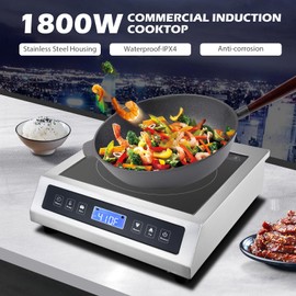 Commercial Induction Cooktop, Portable Electric Induction Countertop Burner with Sensor Touch and LCD Screen(1800W/120V),Commercial Grade Induction cooker for Hotel Restaurant School
