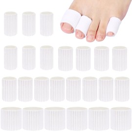 24 Pieces Toe Tubes 0.98 Inches Toe Cushion Tube Corn Pads for Toes Sleeves Soft Gel Protectors for Cushions Corns Blisters Calluses Toes and Fingers 3 Size (White)