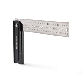 Hultafors 253120 Adjustable Mitre Angle Made of Aluminium, 300 mm x 45 mm, Foldable Angle with Locking at 45°, 90°, 135° & 270°, Made in the EU, with Marking Notches and Centre Line