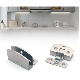 QIAO [4 pcs]] Cabinet Glass Door Hinge Bathroom Clip Frameless Glass Door Cabinet Display Cabinet Cabinet Clip 90 Degree Hinge (Silver)