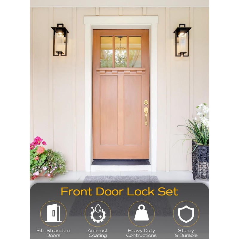 EHOMEWARE 1 Pack Gold Entry Door Handles, Front Door Knobs