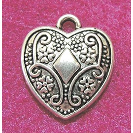 Charms Decorations Pendants bracelets 10Pcs. Tibetan Silver HEART With Diamond Charms Pendants Earring Drops H092