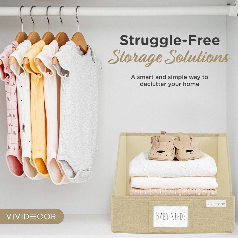 VIVIDECOR Trapezoid Storage Bins – 3-Pack Closet Shelf Organizer &