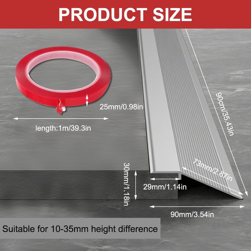 Aluminium floor transition strip, 100 x 900 mm Transition profile