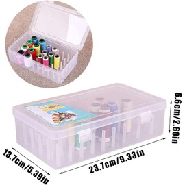 Sewing Thread Storage Box for Bobbins Embroidery Thread Organiser for 42 Thread Reels Empty Transparent Plastic Yarn Rolls Storage Box Acrylic Sewing Thread Box Embroidery Craft Sewing Thread