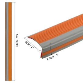 uxcell 3.3Ft Stair Nosing, 5cm PVC Self Adhesive Stair Edges Protector L Shape Stair Edging Stair Steps Edges Trim for Outdoor Indoor Stair, Orange/Grey