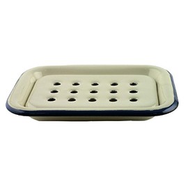 Münder-Email - Seifenschale zum Stellen - 2-teilig - Farbe: creme