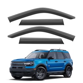 VESUL Compatible with Ford Bronco Sport 2021-2025 Rain Guards Wind Deflectors Anti-Rain Window Visors with Tape 304 Stainless Steel Trim–Noise Reduction&All-Weather Protection Outside Channel