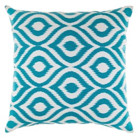 TreeWool (Pack of 2 Decorative Throw Pillow Covers Ikat Ogee Accent 100% Cotton Cushion Shams Cases (20 x 20 Inches / 50 x 50 cm; Turquoise)