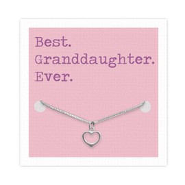 Granddaughter Sterling Silver Heart Necklace - Open Heart Pendant - Genuine Silver Box Chain - Versatile Design - Unique & Thoughtful Gift - Granddaughter Birthday Present - From Nana Granddad