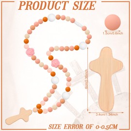 Misdary Baby Rosary Baptism Gift Silicone God Bless Kids First Rosary with Cross 1st Year Baptism Party Supply for Baby Shower Christian Communion Gifts (Pink,Flowers)