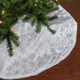 Northlight 48" Silver and White Snowflakes Christmas Tree Skirt